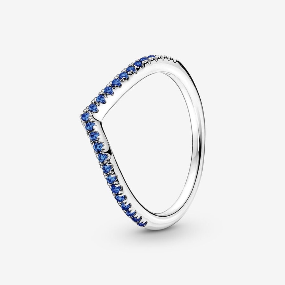 Pandora sterling silver Timeless Wish Sparkling Blue Ring size 5 50